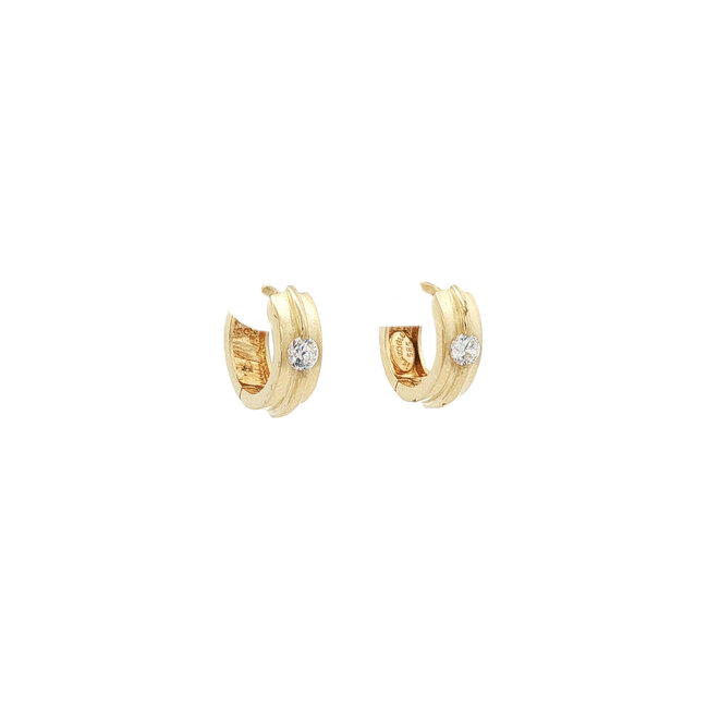 Gold hinged hoop earrings with zirconia 14 karat