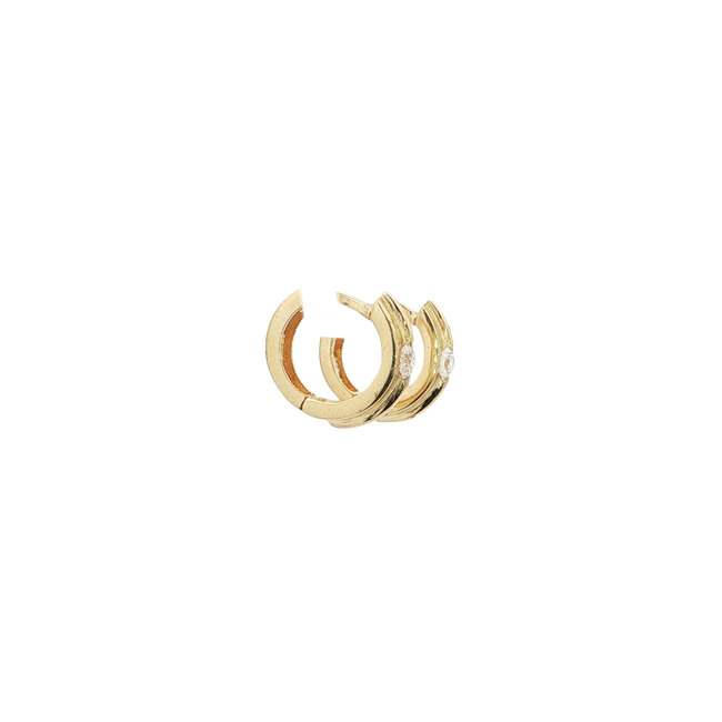 Gold hinged hoop earrings with zirconia 14 karat