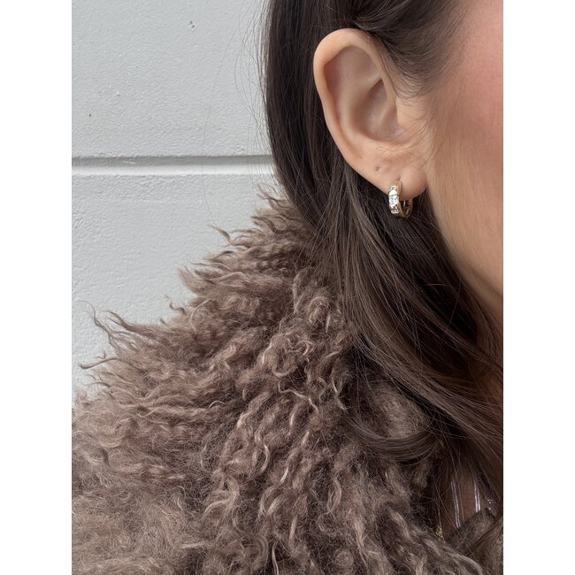 Gouden klapcreolen met zirkonia 14 karaat