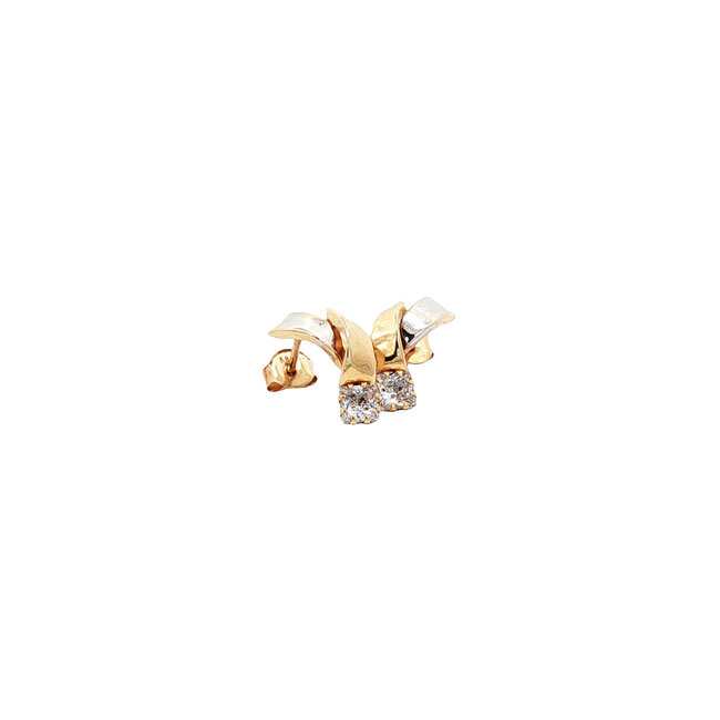 Gold stud earrings with zirconia 14 karat