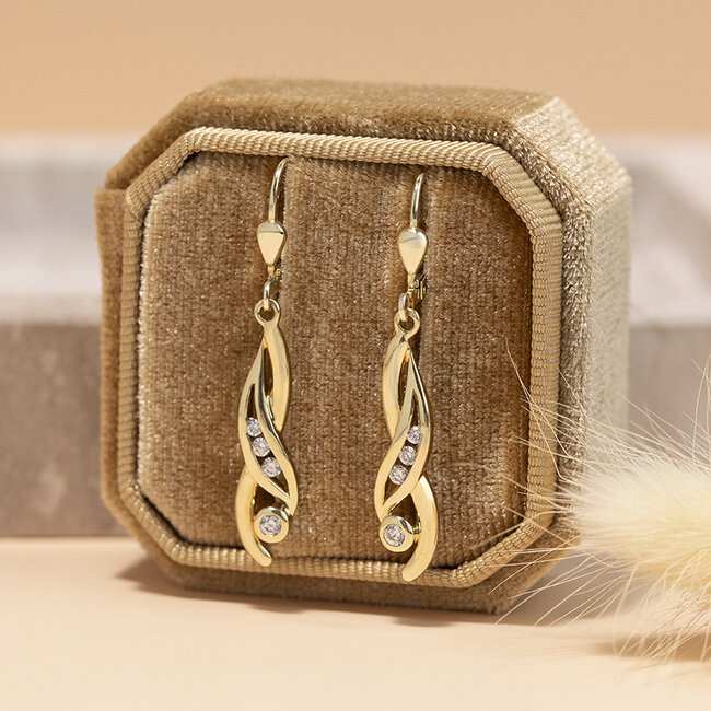 Gold earrings with zirconia 14 karat