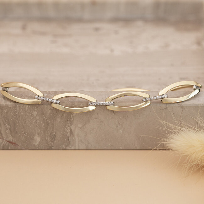 Gold bracelet with zirconia 19.5 cm 14 karat