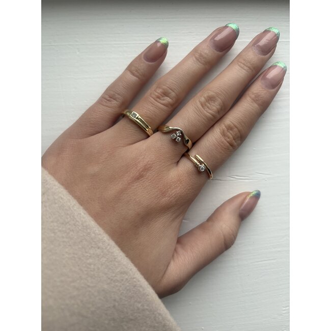 Golden ring with diamond 14 karat