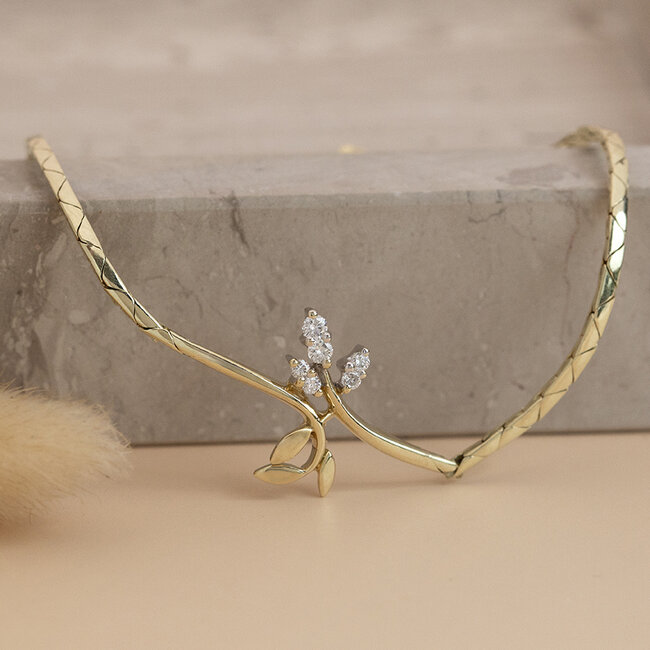 Gouden armband met diamant 17 cm 14 karaat