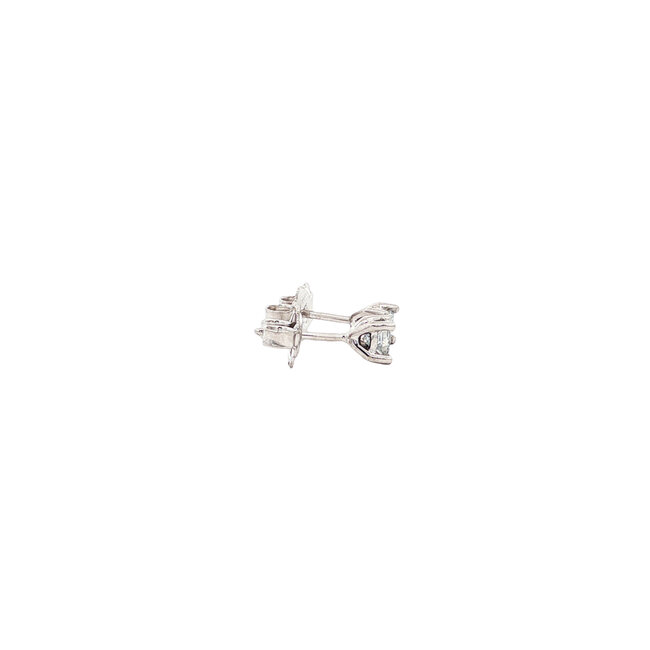 White gold solitaire stud earrings with diamond 14 karat* new
