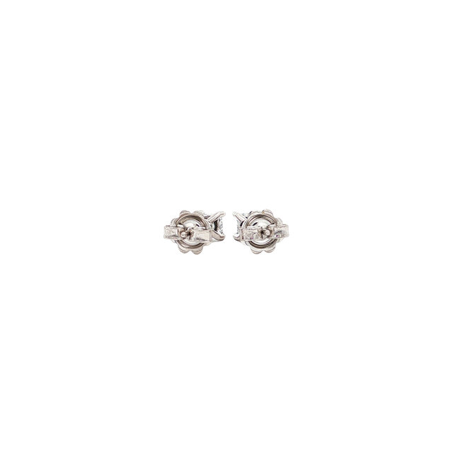 White gold solitaire stud earrings with diamond 14 karat* new
