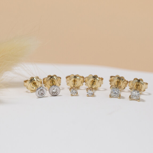 Goldene Solitär-Ohrstecker mit Diamant 14 Karat*neu