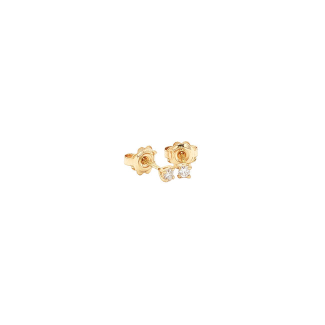 Gold solitaire stud earrings with diamond 14 karat*new