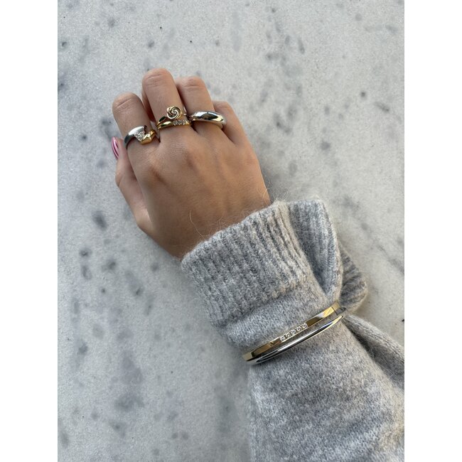 Tricolor Goldring mit Diamant 14 Karat