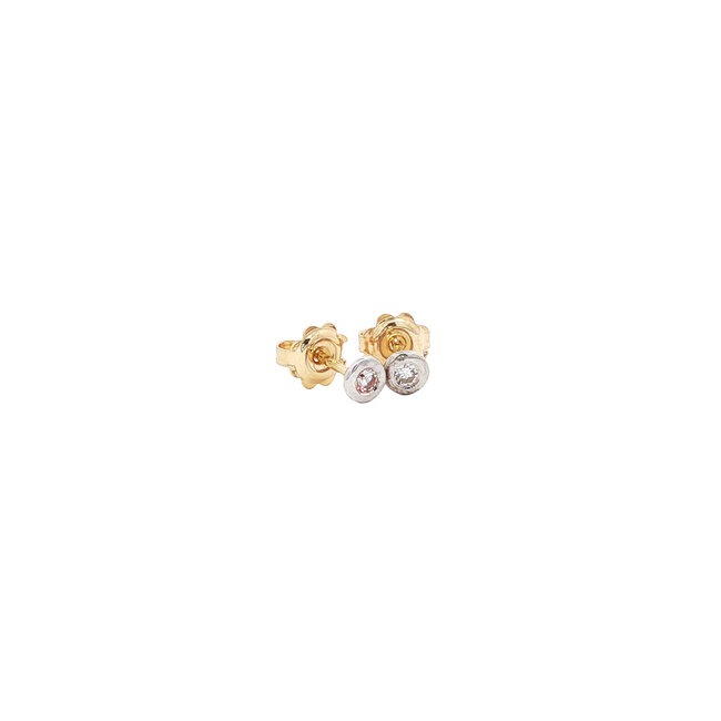 Gold solitaire stud earrings with diamond 14 karat*new