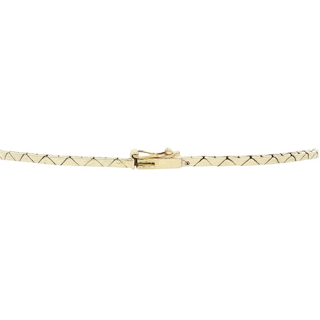 Gouden armband met parel en diamant 17.5 cm 14 karaat