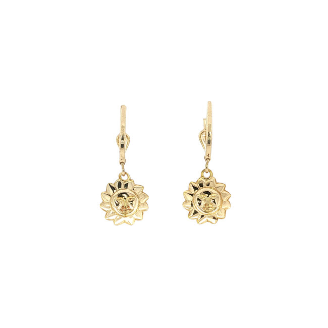 Gold earrings with sun 14 karat