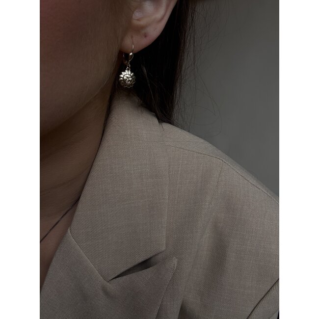 Gold earrings with sun 14 karat