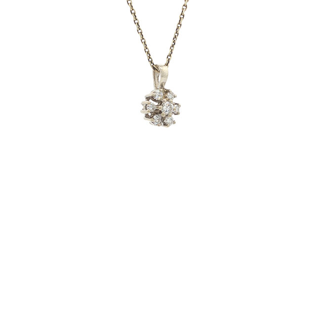 White gold entourage pendant with diamond 14 karat