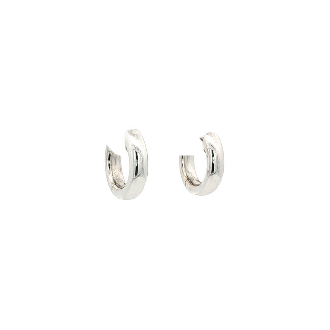 White gold hinged hoop earrings from Bron Jewelry 14 karat