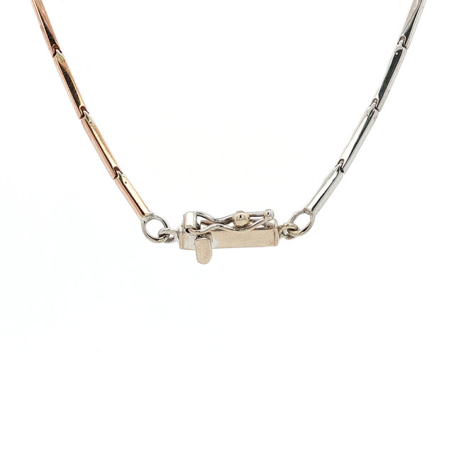 Bicolor-Choker mit Diamant 48 cm 14 Karat