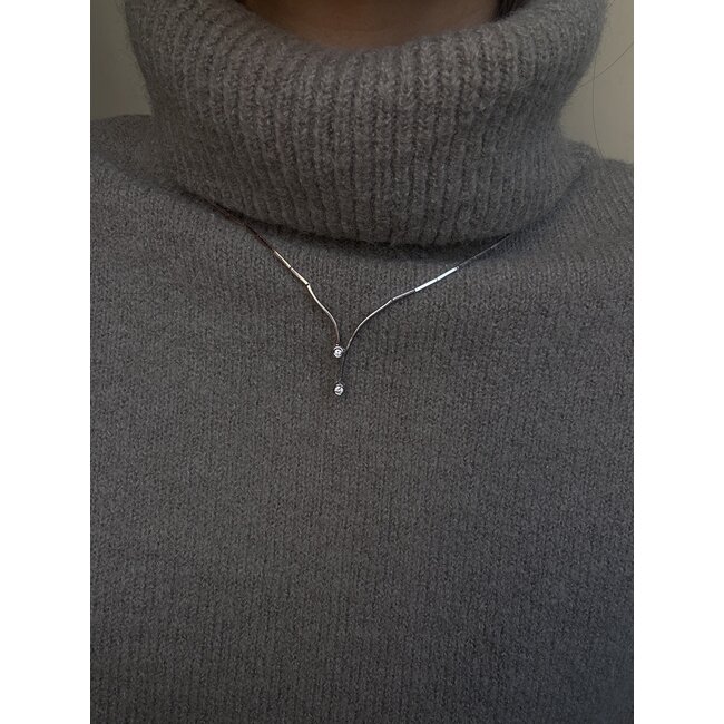 Bicolour choker met diamant 48 cm 14 karaat