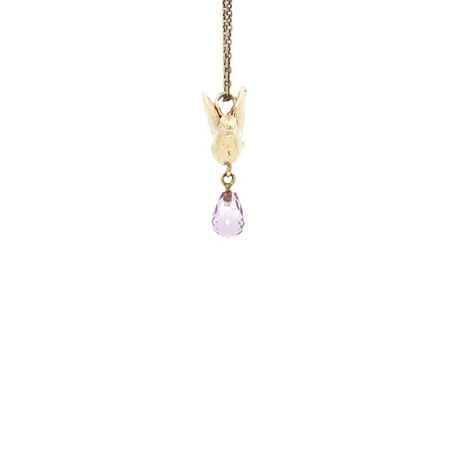 Goldener Anhänger Friedens-Taube mit Amethyst 14 Karat