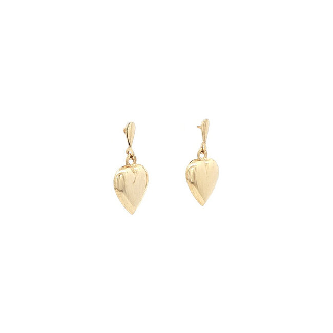 Gold ear studs with heart 14 karat