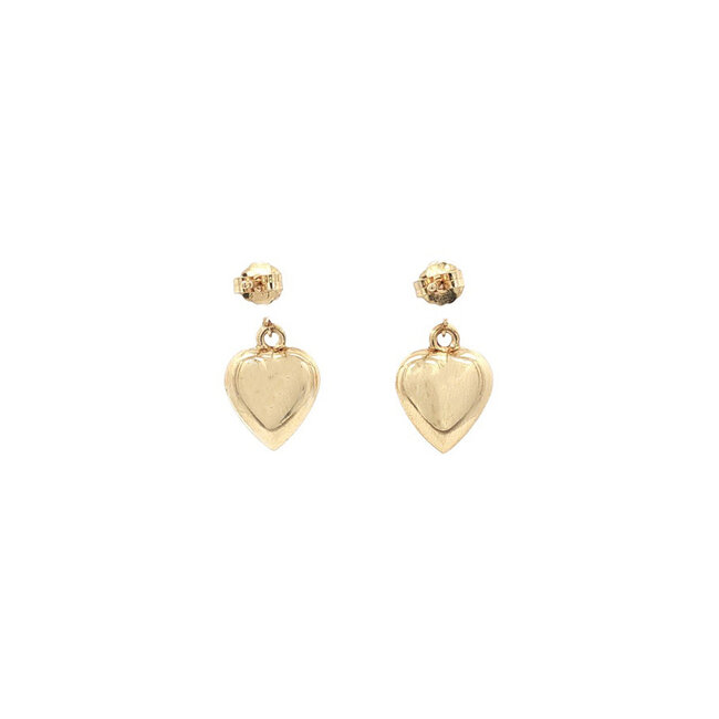 Gold ear studs with heart 14 karat