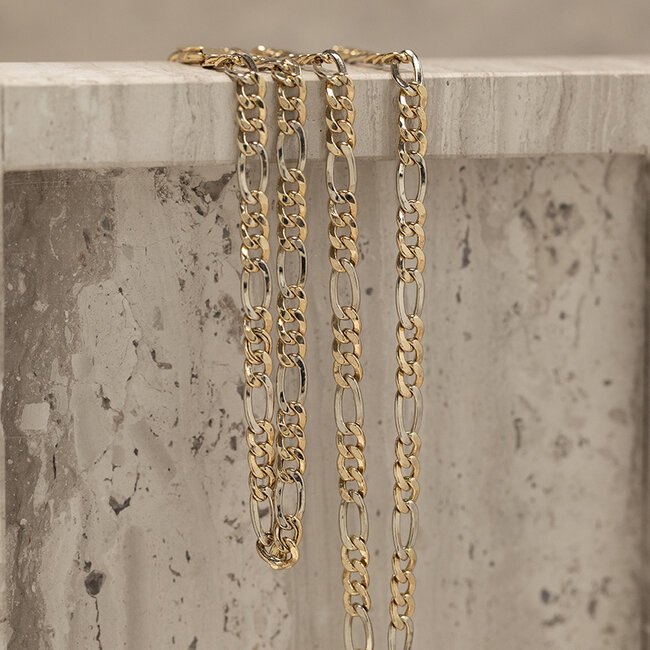 Goldene Figaro-Kette 61 cm 14 Karat