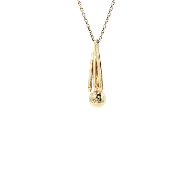 Gold pendant with pearl and diamond 14 karat