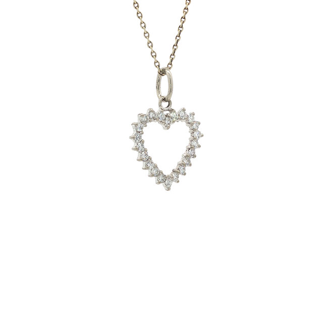White gold heart pendant with diamond 18 karat