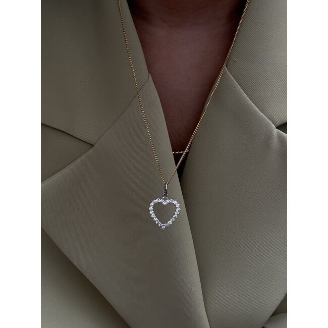 Witgouden hart hanger met diamant 18 karaat