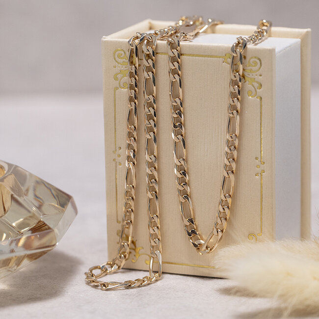 Gouden figaro collier 51 cm 14 karaat