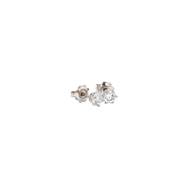 White gold solitaire stud earrings with diamond 14 karat* new