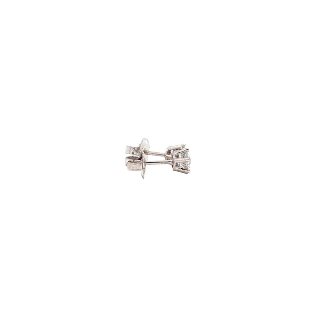 White gold solitaire stud earrings with diamond 14 karat* new