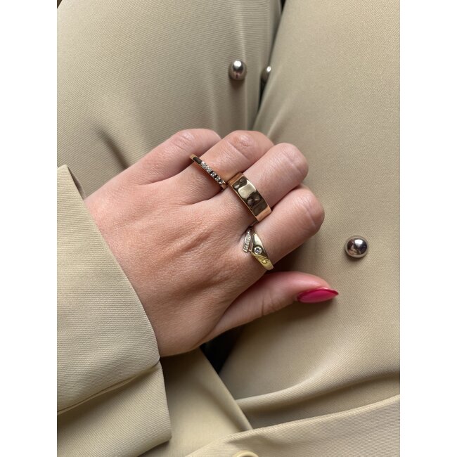 Gold row ring with diamond 14 karat