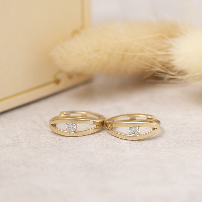 Goldene Ohrringe mit Zirkonia 14 Karat