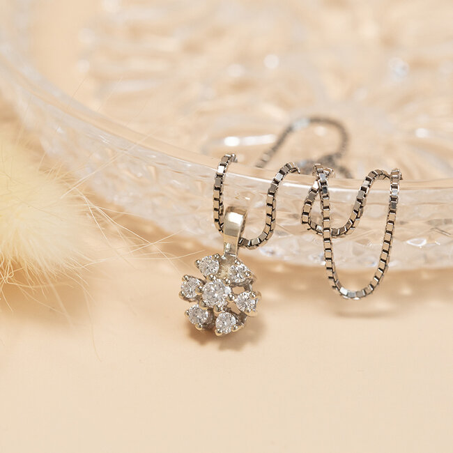 White gold length necklace venetian 39 cm 14 karat