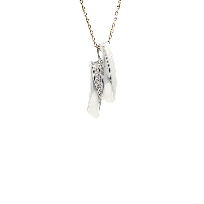 White gold pendant zirconia 14 karat