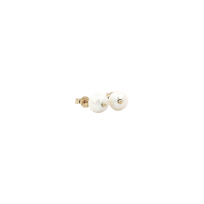 Gold ear studs with pearl 14 karat