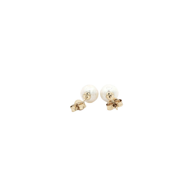 Gold ear studs with pearl 14 karat