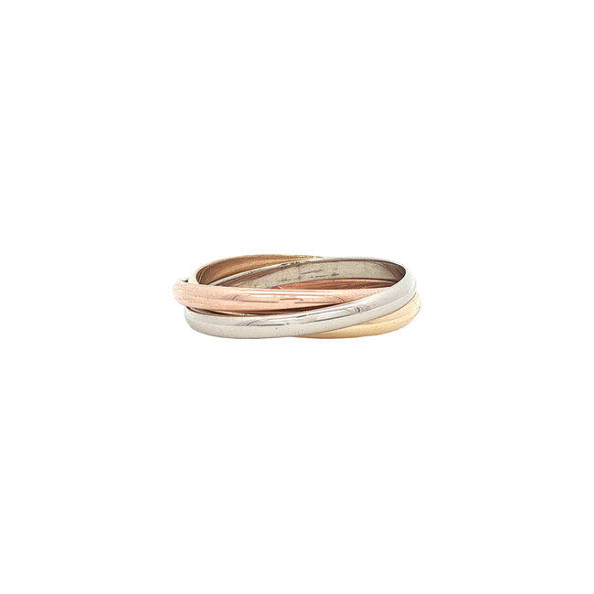 Tricolour gouden trinity  ring 18 karaat