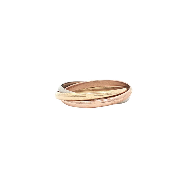 Tricolour gouden trinity  ring 18 karaat