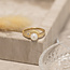 Goldener Ring mit Zirkonia und Perle 18 Karat