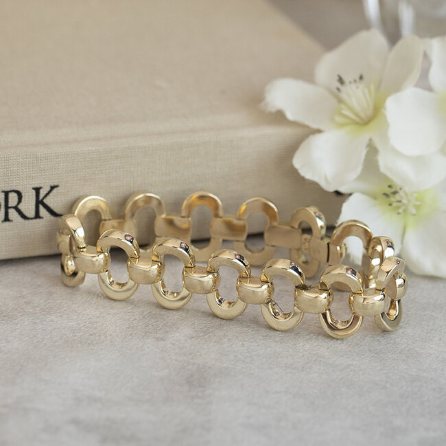 Gouden fantasie armband 18.5 cm 14 karaat