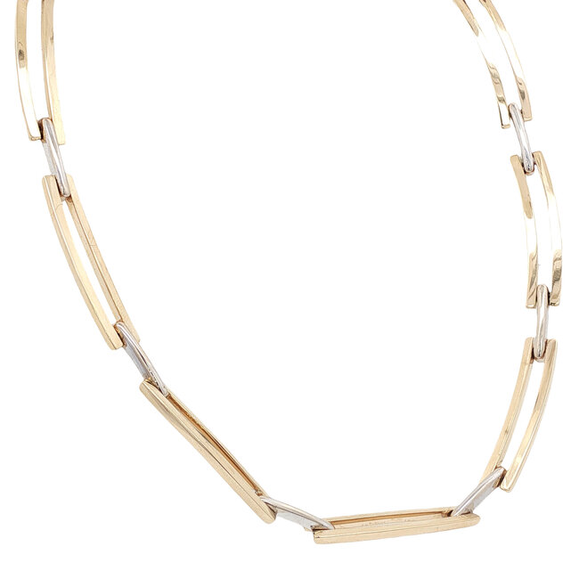Bicolour gouden choker 45 cm 14 karaat