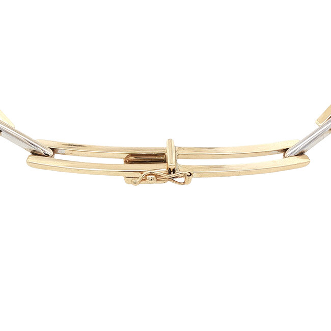 Bicolour gouden choker 45 cm 14 karaat