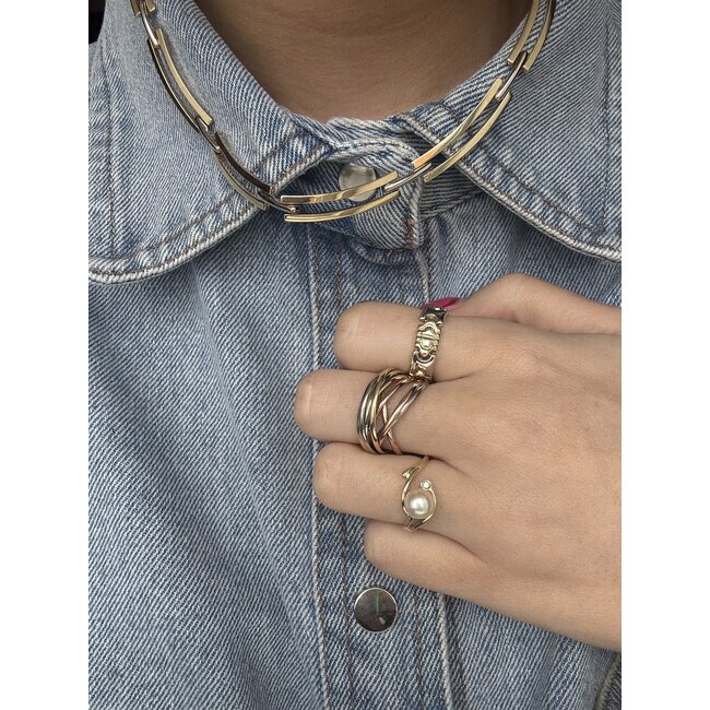 Bicolour gold choker 45 cm 14 karat