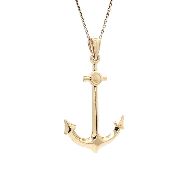 Gold anchor pendant 14 karat