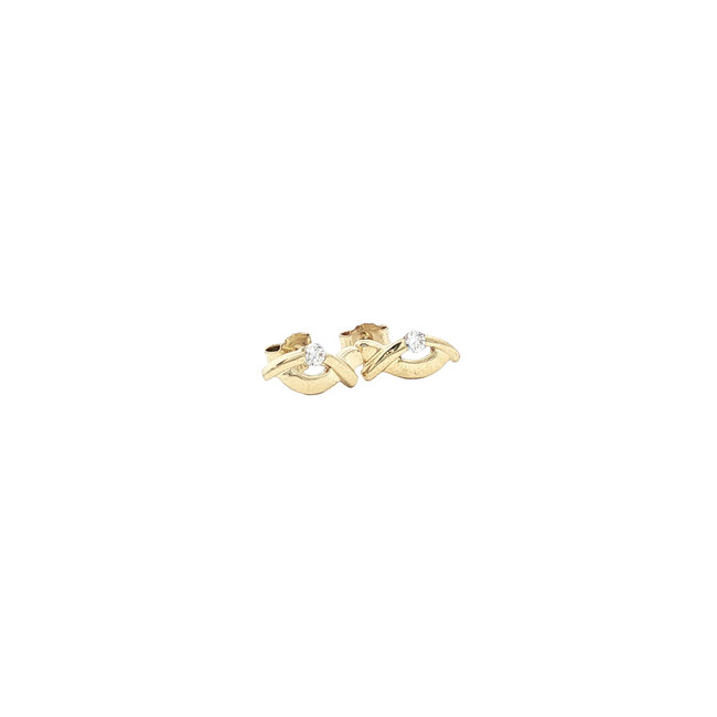 Gold stud earrings with zirconia 14 karat