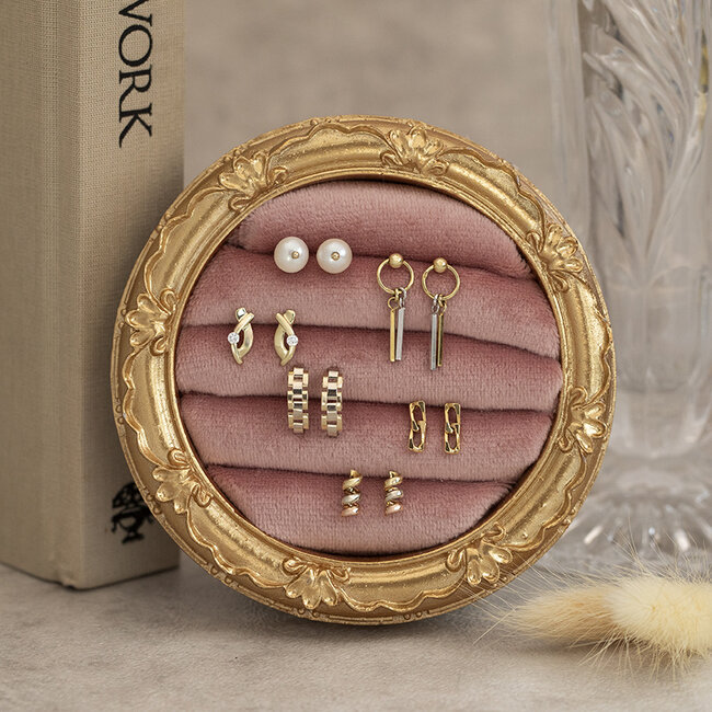 Gold stud earrings with zirconia 14 karat