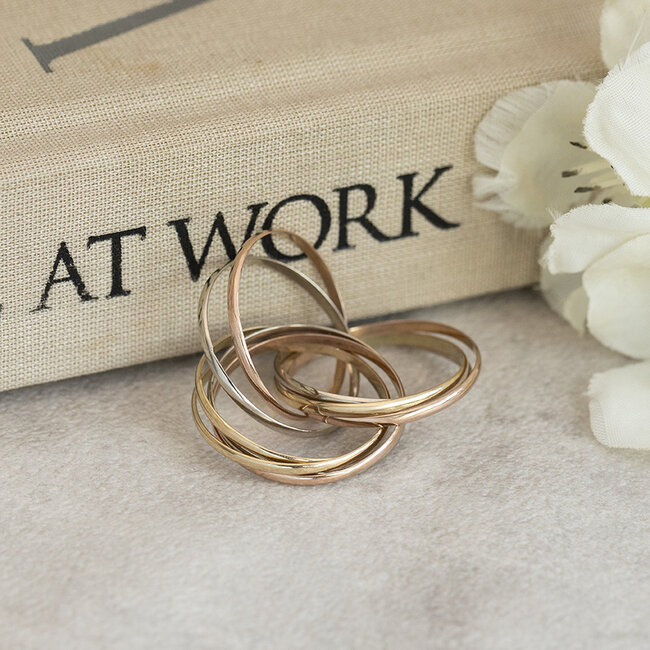 Tricolour gouden ring 14 karaat