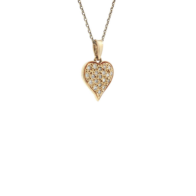 Golden heart pendant with diamond 14 karat