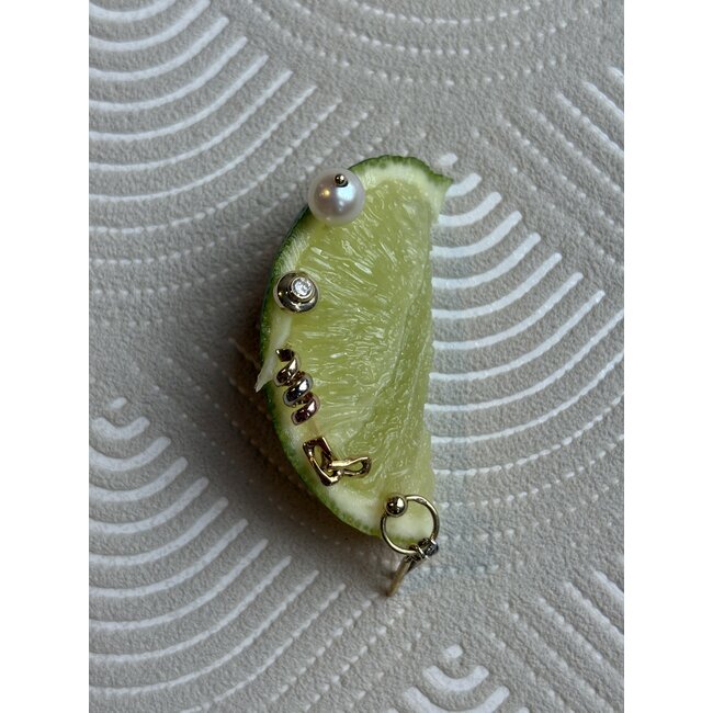 Gold stud earrings with pendant 14 karat